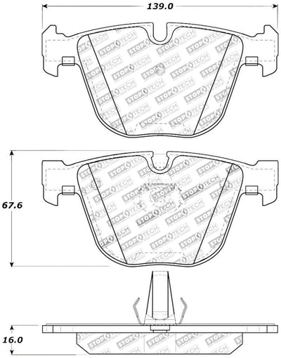 StopTech Street Touring Rear Brake Pads — Fits 06-10 BMW M5, 06-11 M6