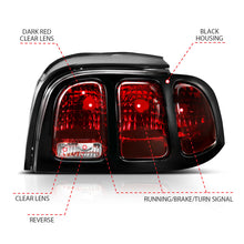 Cargar imagen en el visor de la galería, ANZO 1994-1998 Ford Mustang Taillight Dark Red Lens (OE Style)