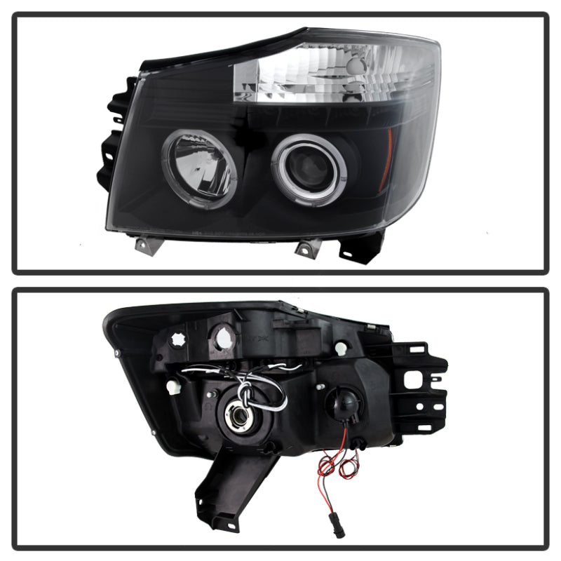 Faros delanteros de proyector LED Halo LED Blk Spyder Nissan Titan 04-14/Armada 04-07 PRO-YD-NTI04-HL-BK