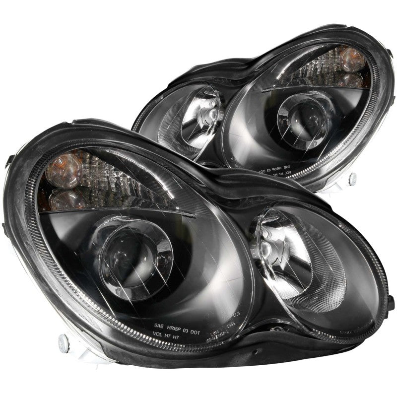 Faros delanteros con proyector ANZO 2001-2007 Mercedes Benz Clase C W203, color negro