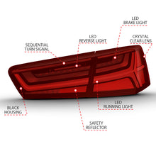 Cargar imagen en el visor de la galería, ANZO 2012-2018 Audi A6 LED Taillight Black Housing Red/Clear Lens 4 pcs (Sequential Signal)