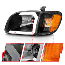 Cargar imagen en el visor de la galería, ANZO 00-04 Toyota Tundra (Fits Reg/Acc Cab Only) Crystal Headlights w/Light Bar Black w/Corner Light