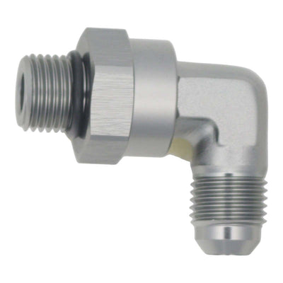 DeatschWerks 6AN ORB Swivel to 6AN Male Flare 90-Degree Fitting - Anodized DW Titanium