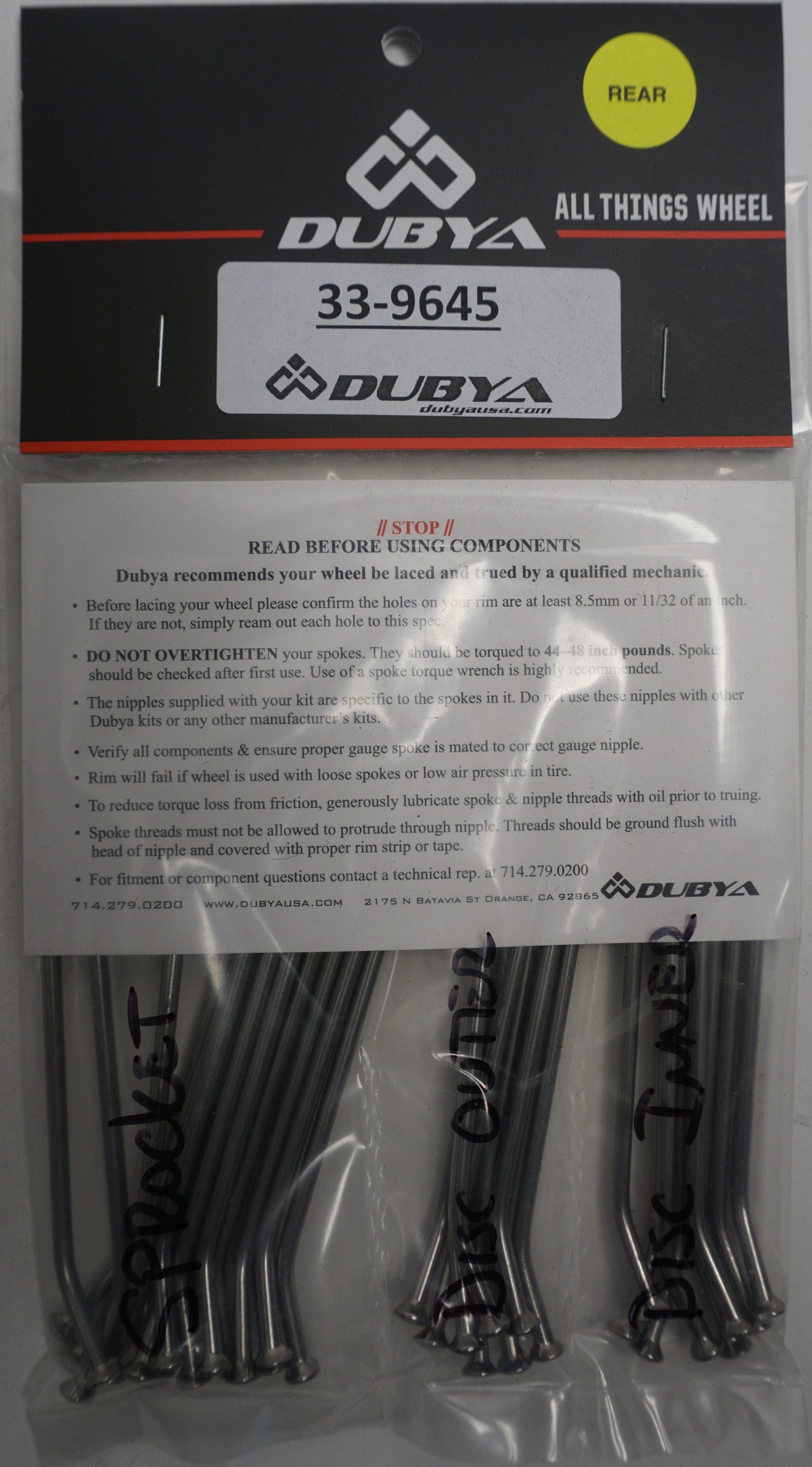 Bulldog Rear Spoke KIT 12" (33-9645)