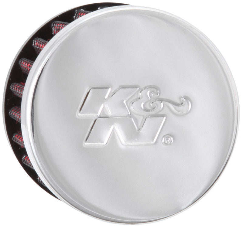 K&N 62-1390 Crankcase Vent Filter — 1.25in Flange ID x 3in OD x 2.5in H Chrome Top