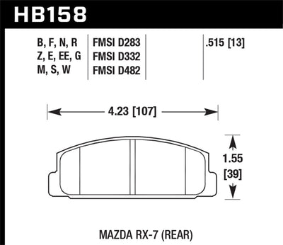 Hawk Performance HP+ Street Rear Brake Pads — Fits 86-95 Mazda RX-7 & 03-05 Mazda 6