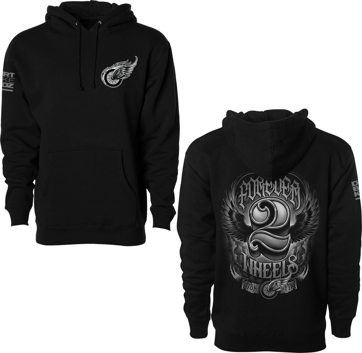DBK TWO Wheels Hoodie Black 2X (AH-TWOWHEELS-2X)