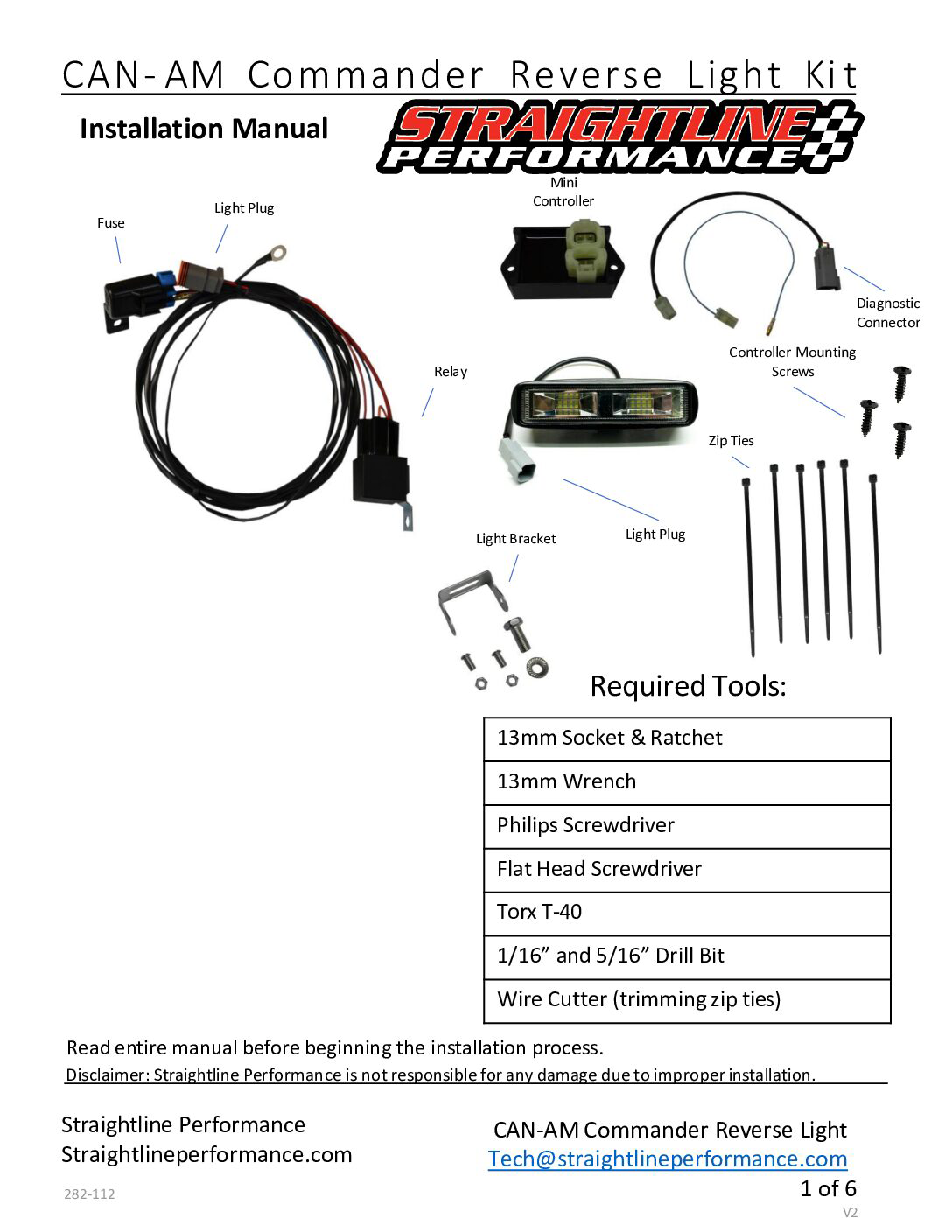 Straightline Smart Wire Reverse Light KIT Single Light CAN (282-112)