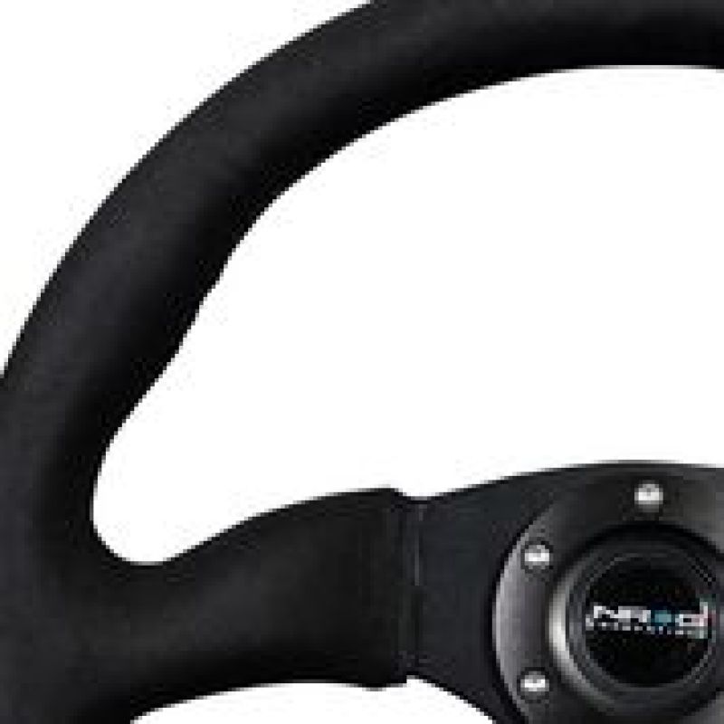 NRG Reinforced Steering Wheel (350mm / 2.5in. Deep)Blk Alcantara Comfort Grip w/4mm Matte Blk Spokes