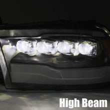 Cargar imagen en el visor de la galería, AlphaRex 09-18 Dodge Ram 1500HD NOVA LED Projector Headlights Plank Style Design Gloss Black w/DRL