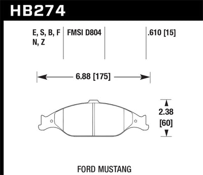 Hawk Performance Ceramic Street Front Brake Pads — Fits 1999-2004 Ford Mustang Base/GT