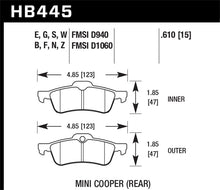 Cargar imagen en el visor de la galería, Hawk 02-06 Mini Cooper / Cooper S HPS Street Rear Brake Pads