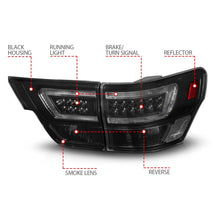 Cargar imagen en el visor de la galería, ANZO 11-13 Jeep Grand Cherokee LED Taillights w/ Lightbar Black Housing/Smoke Lens 4pcs