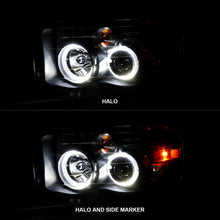 Cargar imagen en el visor de la galería, ANZO 2002-2005 Dodge Ram 1500 Projector Headlights w/ Halo Black Clear Amber