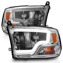 Cargar imagen en el visor de la galería, ANZO 2009-2018 Dodge Ram 1500/ 2500/ 3500 Crystal Headlights w/ Light Bar Chrome Housing