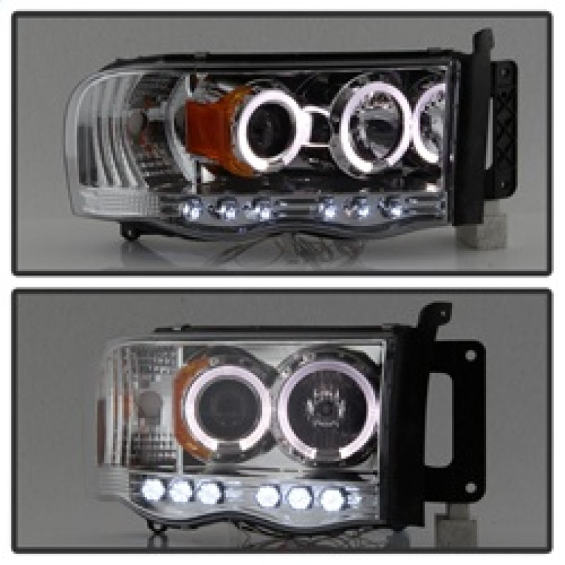 Faros delanteros de proyector LED Halo LED cromado Spyder Dodge Ram 1500 02-05/Ram 2500 03-05 PRO-YD-DR02-HL-C