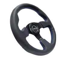 Cargar imagen en el visor de la galería, NRG Reinforced Steering Wheel (320mm) Black Leather w/Blue Stitching