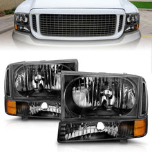 Cargar imagen en el visor de la galería, Faros delanteros de cristal ANZO 2000-2004 Ford Excursion negros