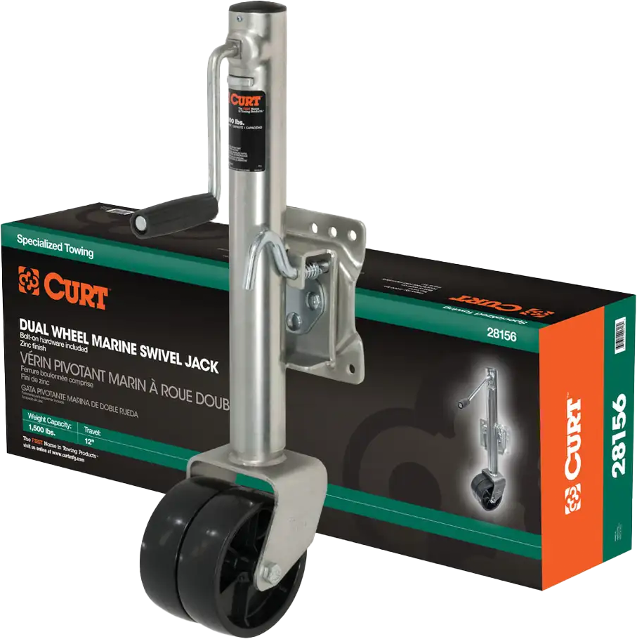 CURT Marine Jack w/ Dual 6" Wheels 1 500 LBS 10" Travel (28156)