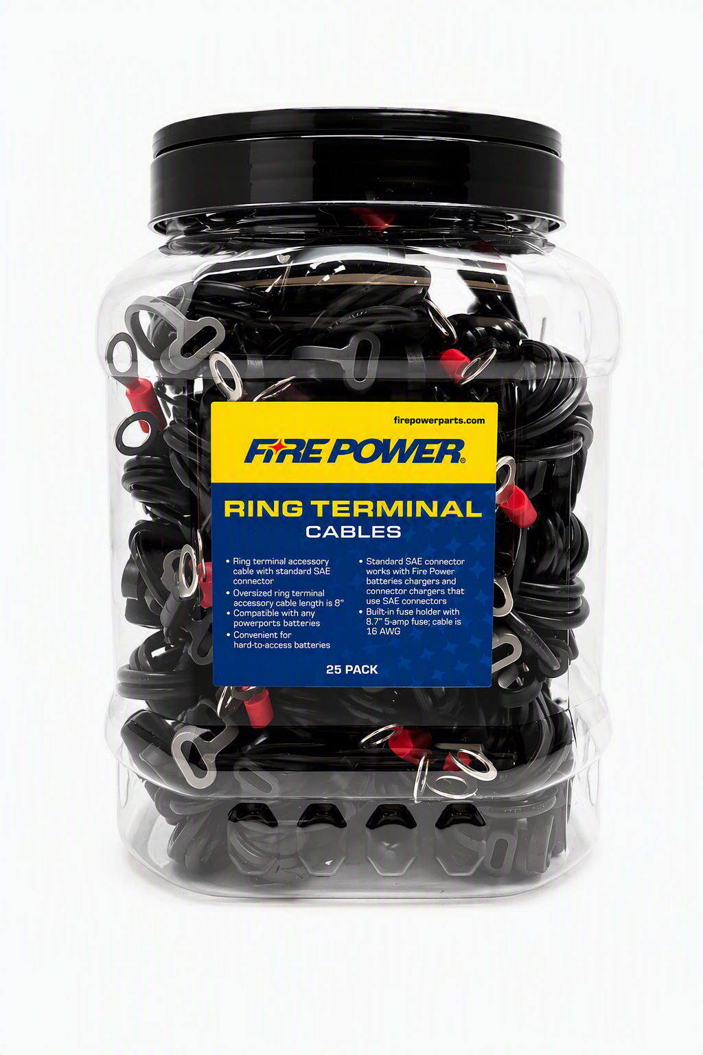Fire Power 25/PK Ring JAR Display Ring Terminal Cables (040-0001-25-02)