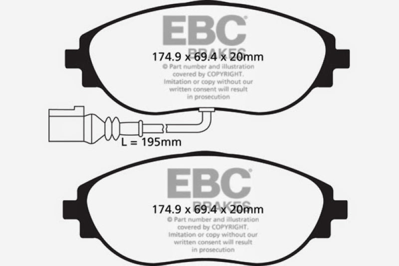 Pastillas de freno delanteras EBC 12+ Volkswagen CC 3.6 Ultimax2