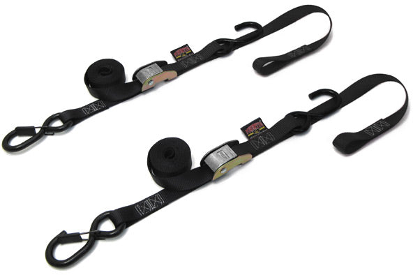 Powertye TIE-Down CAM SEC Hook Soft-TYE 1"X6' Black/Black Pair (23622-S)