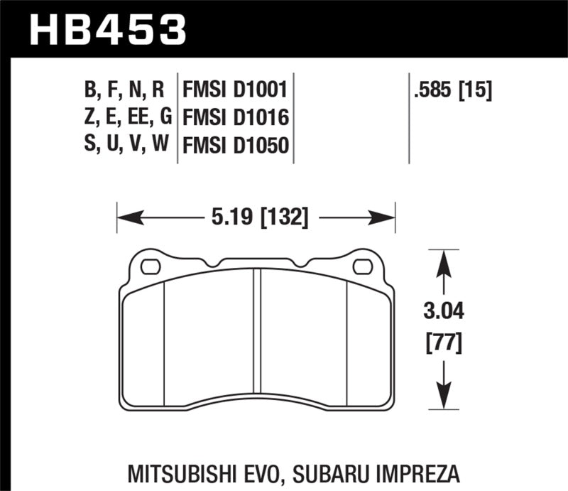 Hawk 03-06 Evo / 09-10 Evo X / 04-09 STi / 09-10 Genesis Coupe (Track Only) / 2010 Camaro SS / 08-09