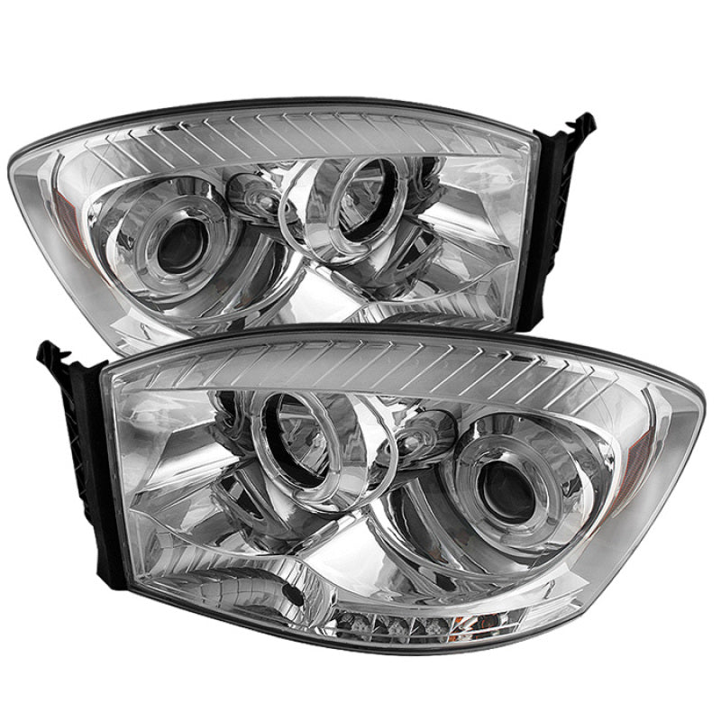 Faros delanteros de proyector LED Halo LED cromados Spyder Dodge Ram 1500 06-08/Ram 2500 06-09 PRO-YD-DR06-HL-C