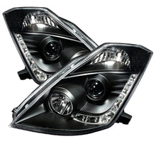 Cargar imagen en el visor de la galería, Faros delanteros de proyector Spyder Nissan 350Z 03-05 Xenón DRL Blk High H1 Lw D2R PRO-YD-N350Z02-HID-DRL-BK