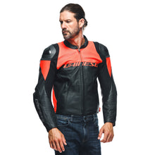 Cargar imagen en el visor de la galería, Dainese Racing 4 Leather Jacket Perforated Black/Fluorescent Red Size - 44