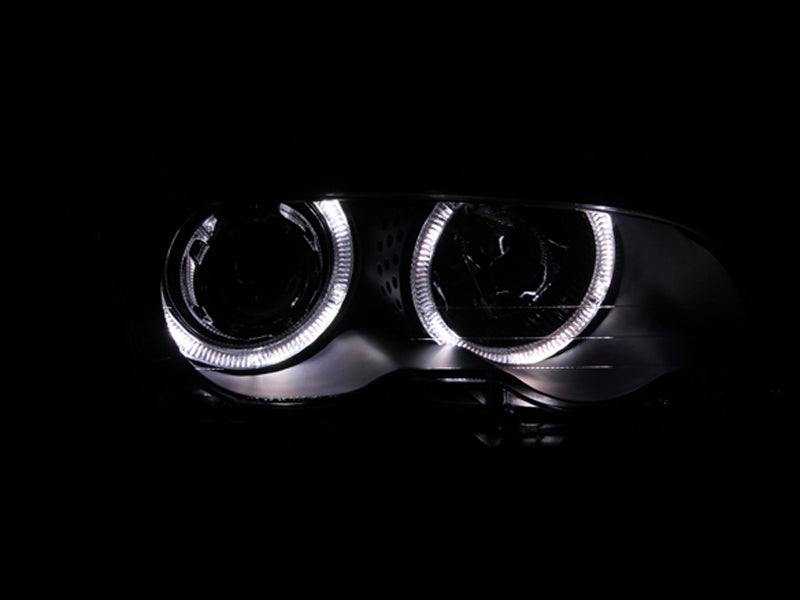 Faros delanteros con proyector ANZO 1999-2001 BMW Serie 3 E46 con Halo negro