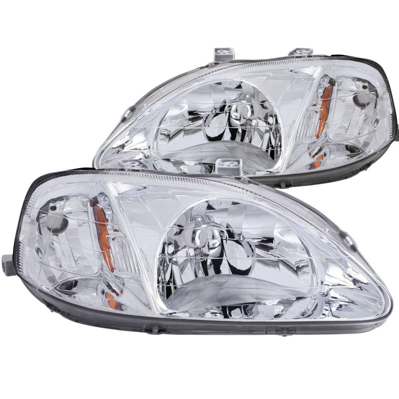 Faros delanteros cromados de cristal para Honda Civic ANZO 1999-2000