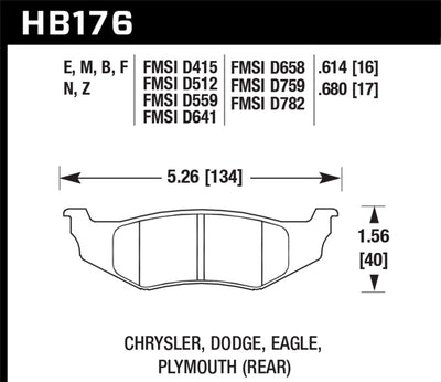Hawk Performance HP+ Rear Brake Pads — Fits 1993-2004 Chrysler & Dodge