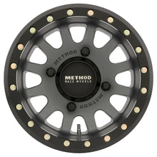 Cargar imagen en el visor de la galería, Method MR401 UTV Beadlock 15x7 / 4+3/13mm Offset / 4x136 / 106mm CB Titanium Wheel- Matte Black Ring