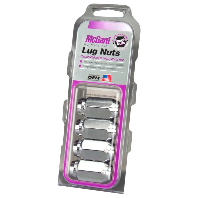 McGard Hex Lug Nut (Cone Seat) 9/16-18 x 1.75in. Chrome 4-Pack — Fits Dodge Ram 1500, Durango, Dakota