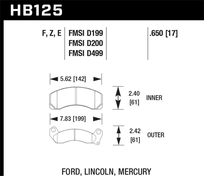 Hawk 84-93 Ford Mustang Blue 9012 Race Front Brake Pads