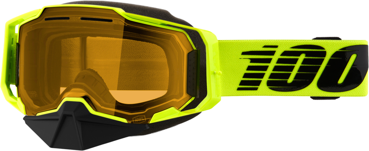 100-Percent Armega Snowmobile Goggle Neon YLW w/ Yellow Lens (50007-10009)