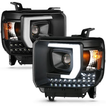 Cargar imagen en el visor de la galería, ANZO 2014-2015 Gmc Sierra 1500HD Projector Plank Style Headlight Black W/ Drl