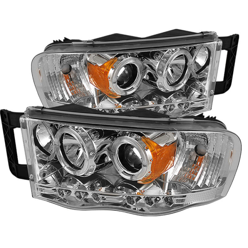 Faros delanteros de proyector LED Halo LED cromado Spyder Dodge Ram 1500 02-05/Ram 2500 03-05 PRO-YD-DR02-HL-C