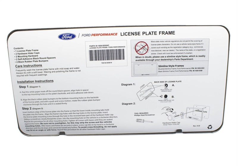 Ford Racing Stainless Steel Ford Performance License Plate Frame