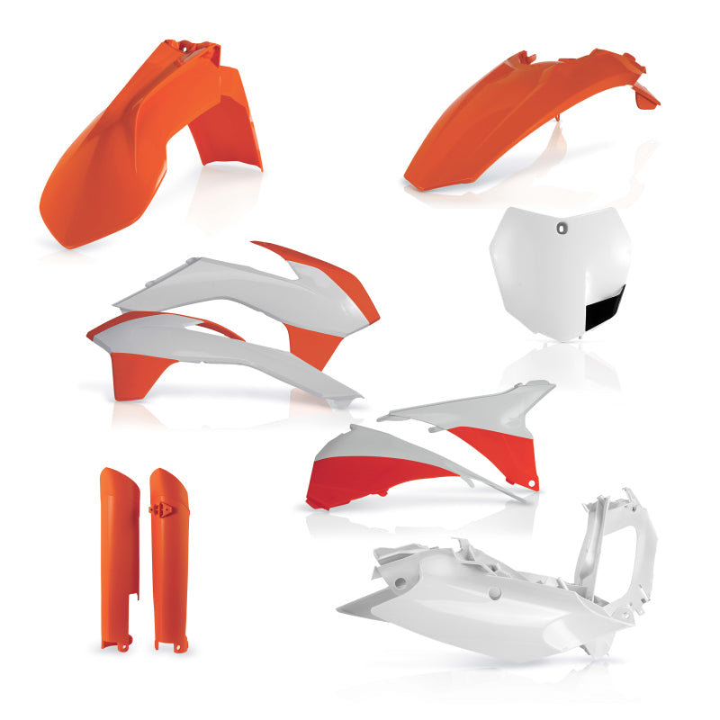 Acerbis 13-14 KTM SX/SX-F/XC/XC-F 125-450 Full Plastic Kit - Orange/White (2314334618)