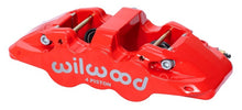 Cargar imagen en el visor de la galería, Wilwood Caliper - Aero4-DS Forged Four-Piston Caliper Black 1.12in Piston 1.10in Rotor - Red