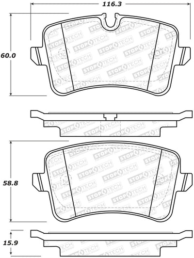 StopTech 308.15470 Street Performance Rear Brake Pads — Fits 2011-2019 Audi A6 Quattro