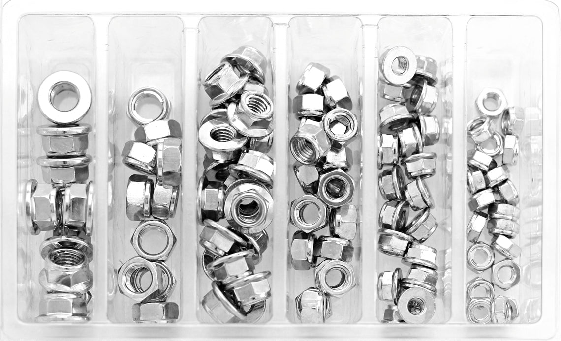 BOLT HEX Fuji-Lock NUT Assortment 100 Piece KIT (SV-FUJINUT)