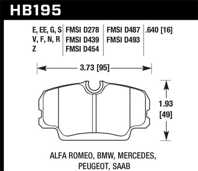Hawk Performance HPS Street Brake Pads — Fits 1984-1997 BMW 3 Series & Mercedes 190 Series