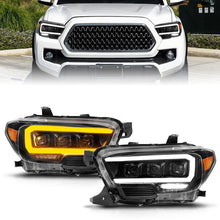 Cargar imagen en el visor de la galería, ANZO 16-22 Toyota Tacoma LED Projector Headlights w/ Light Bar Sequential Black Housing w/Initiation