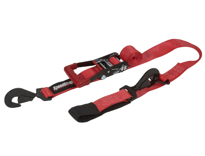 SpeedStrap 2" x 10Ft Ratchet Tie Down Combo with Snap Hooks & Axle Strap - Red