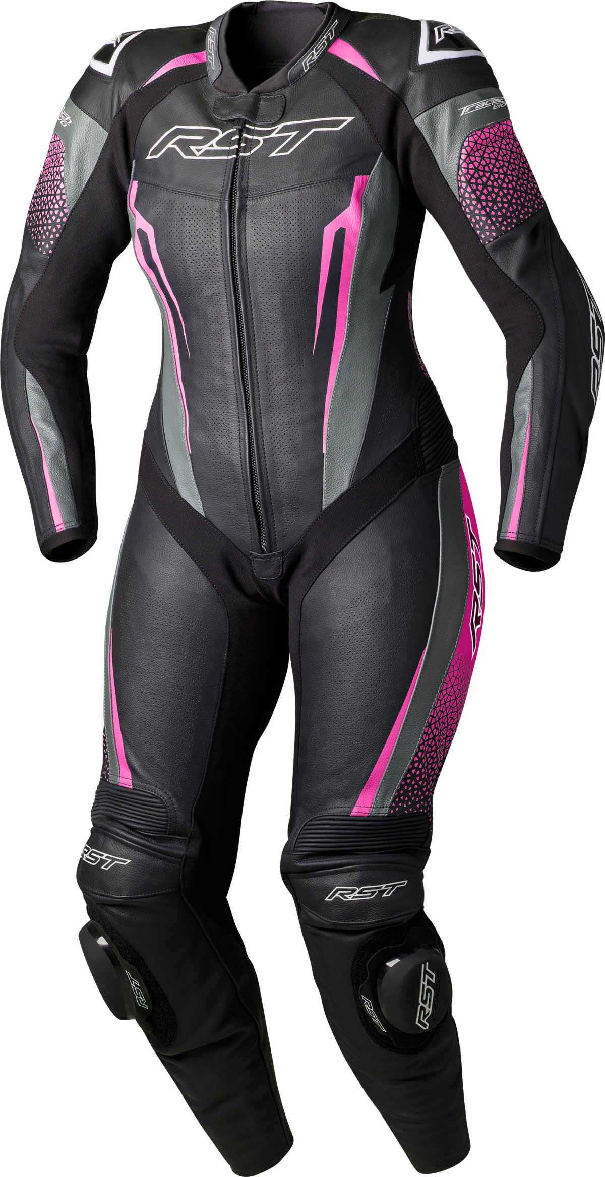 RST Womens Tractech EVO D3O Suit Black/Pink Leather MD (103643PNK-12)
