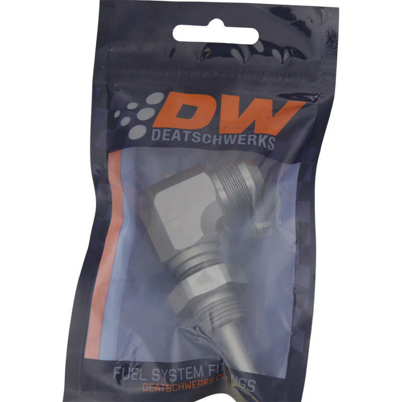 DeatschWerks 8AN Male Flare to 5/16in Barb Bulkhead Adapter 90-Degree — Universal Fuel System Plumbing