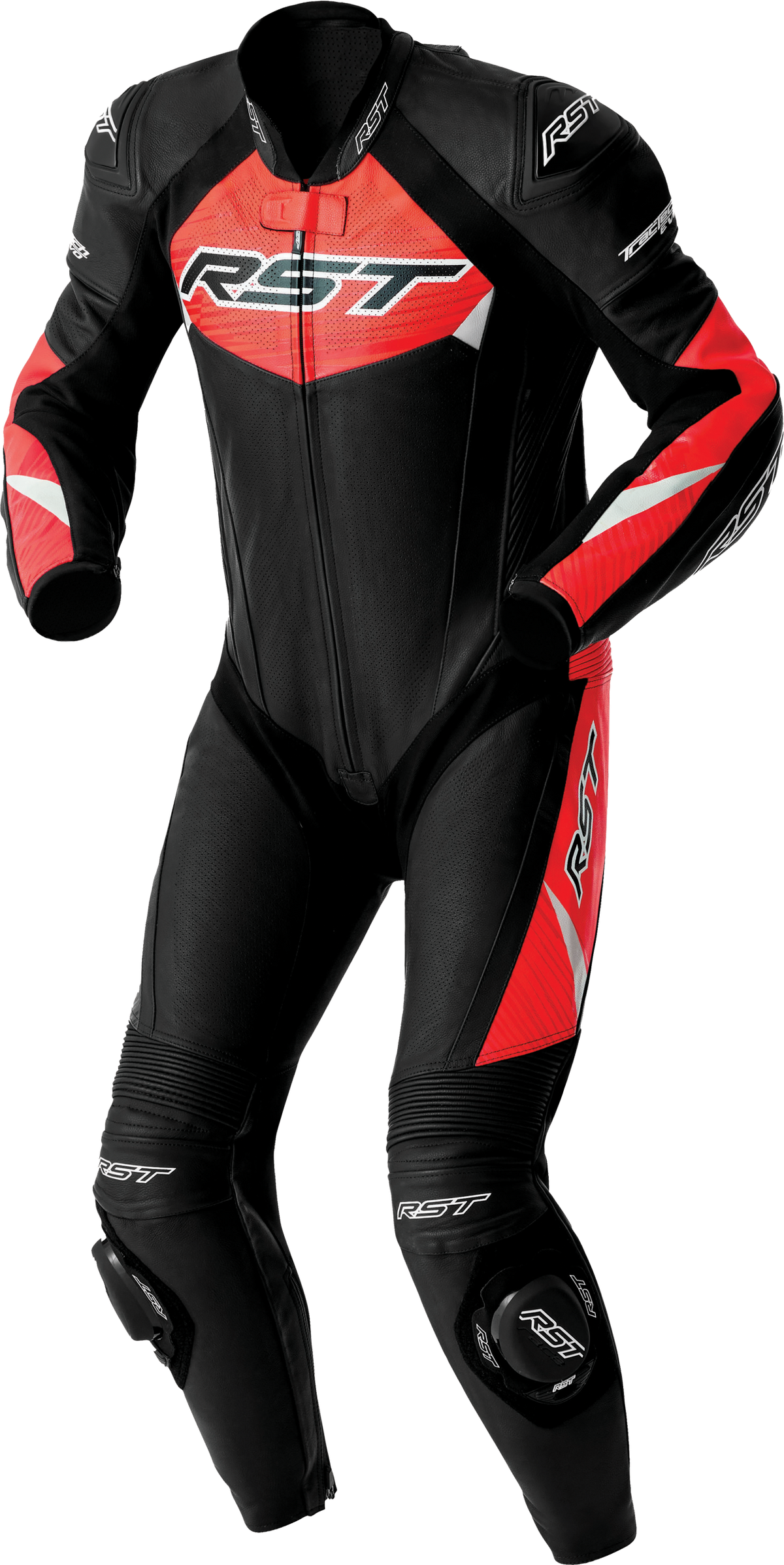 RST Tractech EVO D3O Suit BLK/FLO RED Leather 2X (103634F.RED-48)